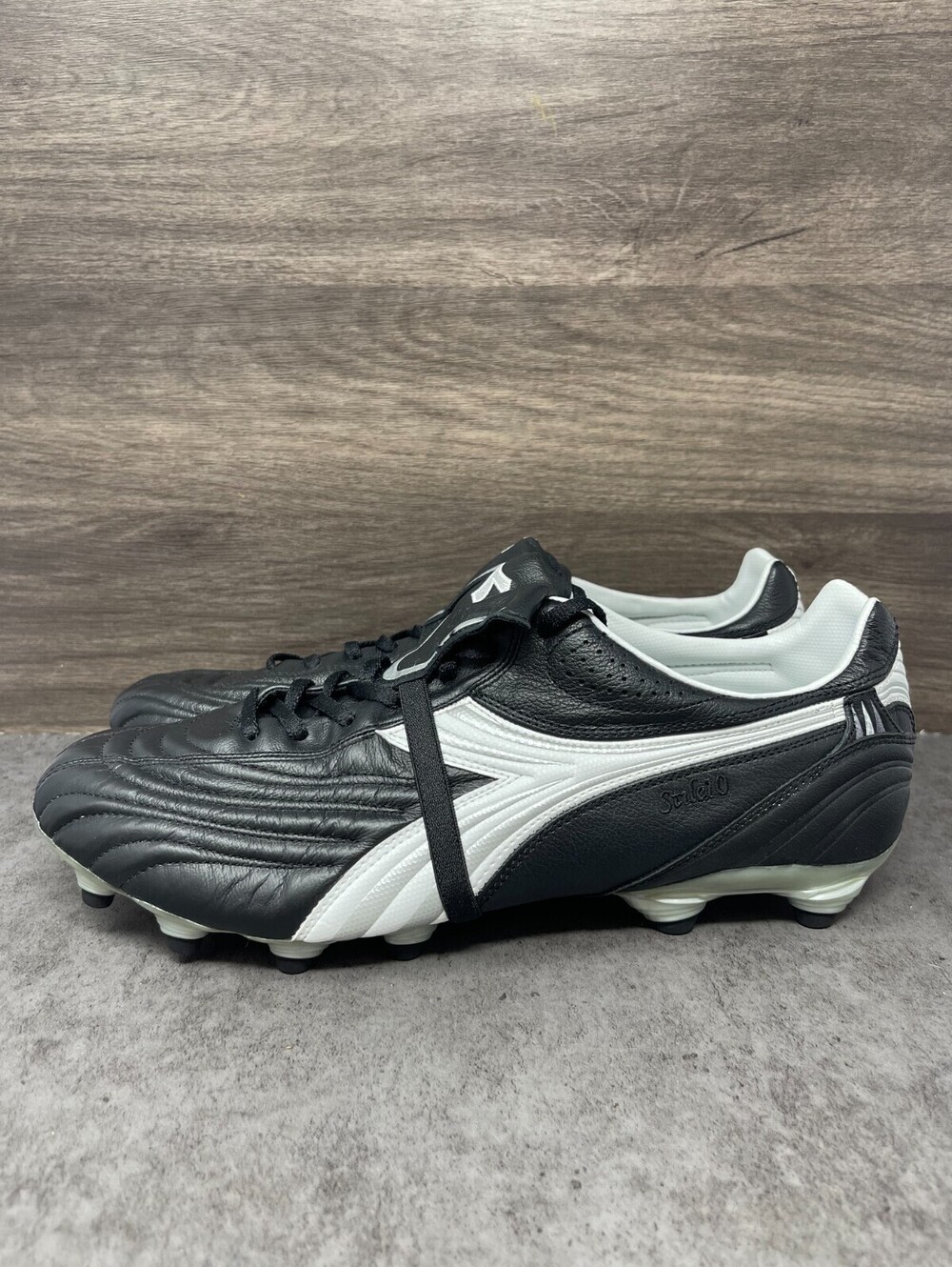 Diadora Stadio OG II FG Soccer Cleats Black White Men's Size 13 Kangaroo Leather